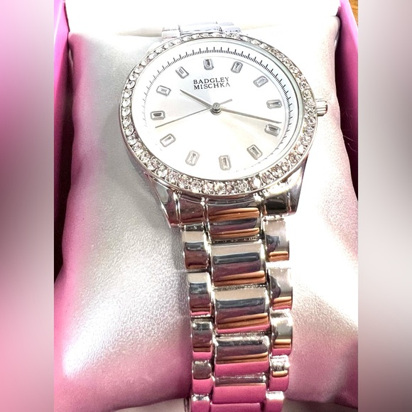 Badgley Mischka Silver and Crystal Watch NIB - Picture 2 of 4